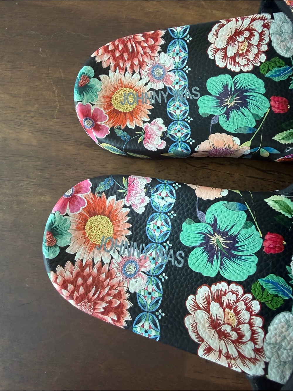 Johnny Was black colorful floral embroidered Evening Palace sandals Women’s 8 - Picture 4 of 10